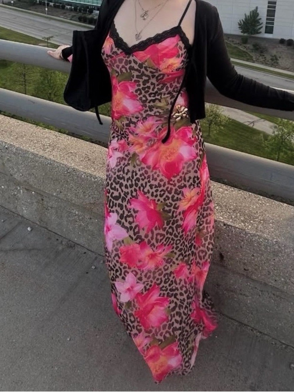 Floral Pink Leopard-Print two piece shirt and skirt - Women's